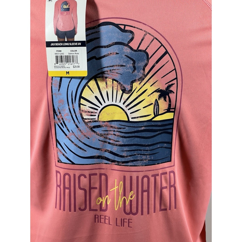 Reel Life Jax Beach Performance Shirt Womens Medium Rose Polyester UV Coastal